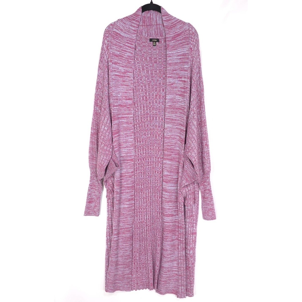 AFRM Women's Long Cardigan Size‎ M/L Jach Marled Open Front Pink Gray REVOLVE - Picture 3 of 10